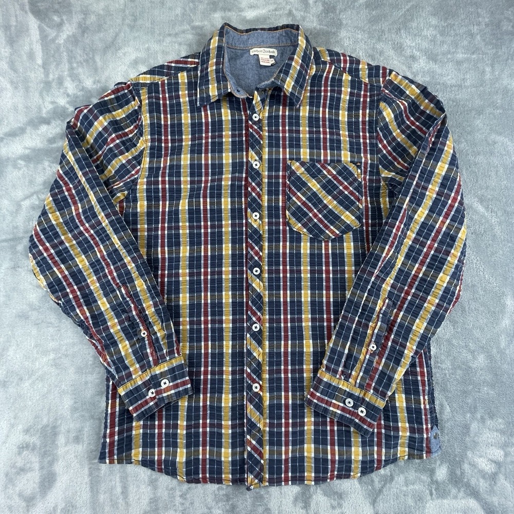 Carbon 2 Cobalt multicolor textured cotton shirt men's size Medium Nice